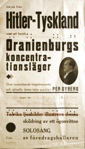 Affisch nr C1031, ”Intryck från Hitler-Tyskland samt besök i Oranienburgs koncentrationsläger...”, Enköpings socialdemokratiska arbetarekommun (?), Folkrörelsearkivet för Uppsala län.